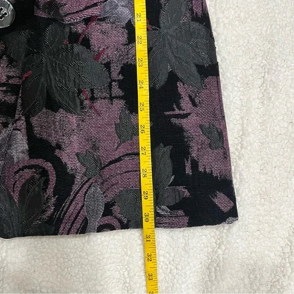 Ali Miles Floral Brocade Art  Belted Jacket, Womens S/P, Purple & Black - Picture 11 of 13